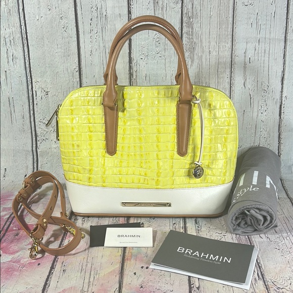 Brahmin Vivian Limelight La Scala Color Block Satchel - Picture 1 of 14